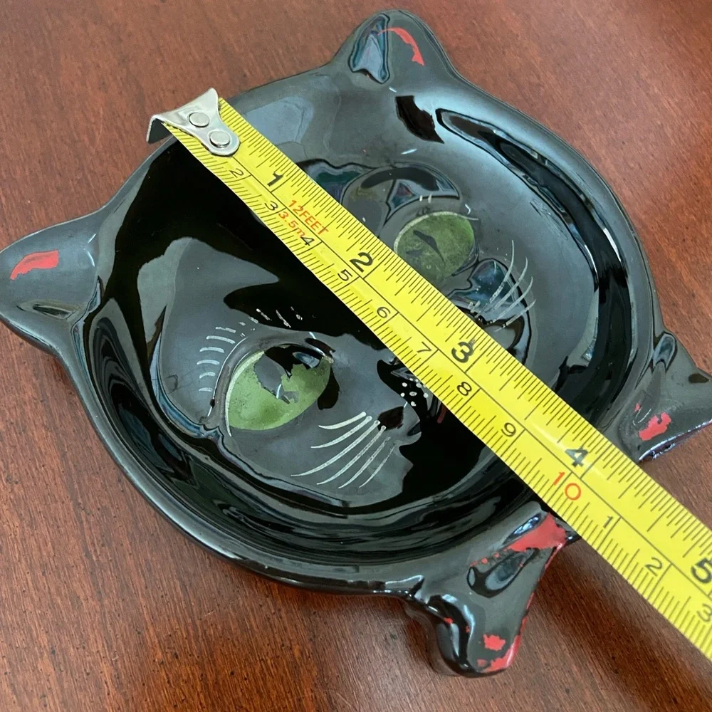 Vintage Shafford Black Cat Ashtray Trinket Dish Red ware Vintage Decor - Picture 8 of 8